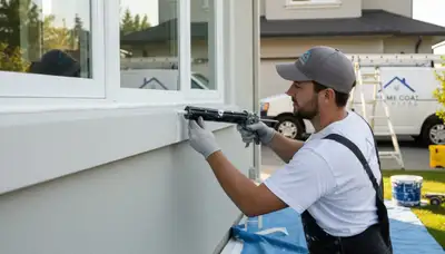 Professional caulking and sealing on San Francisco, CA home exterior protecting against coastal moisture