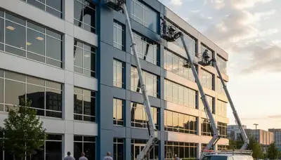 Professional commercial painters in San Francisco CA applying durable finishes to office exteriors