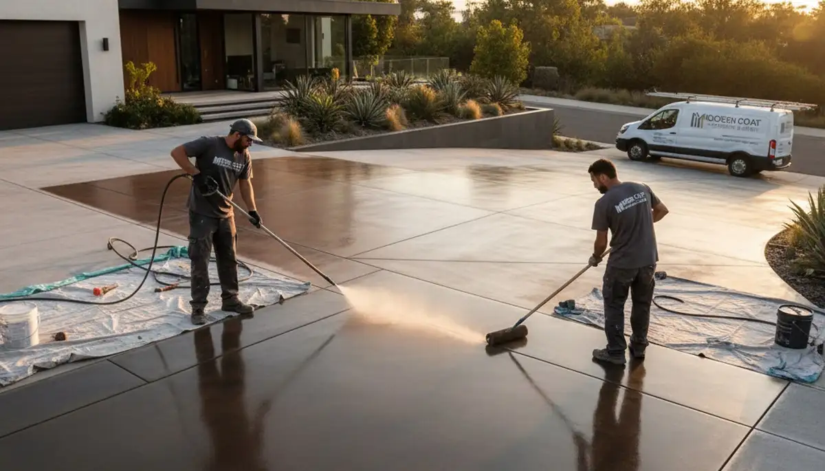 Professional concrete staining on patio surface in San Francisco, CA by local painting experts