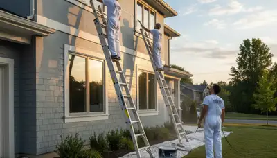 Professional exterior house painters in San Francisco, CA applying coastal fog and salt-air protective coating