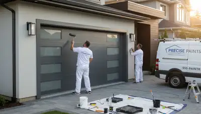 Professional garage door painting in San Francisco CA with durable coastal finish by expert painters