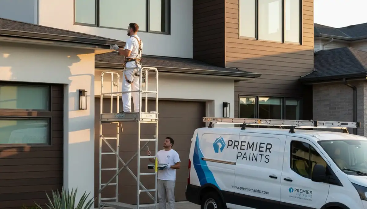 Professional gutter painting on a San Francisco CA home by expert exterior house painters