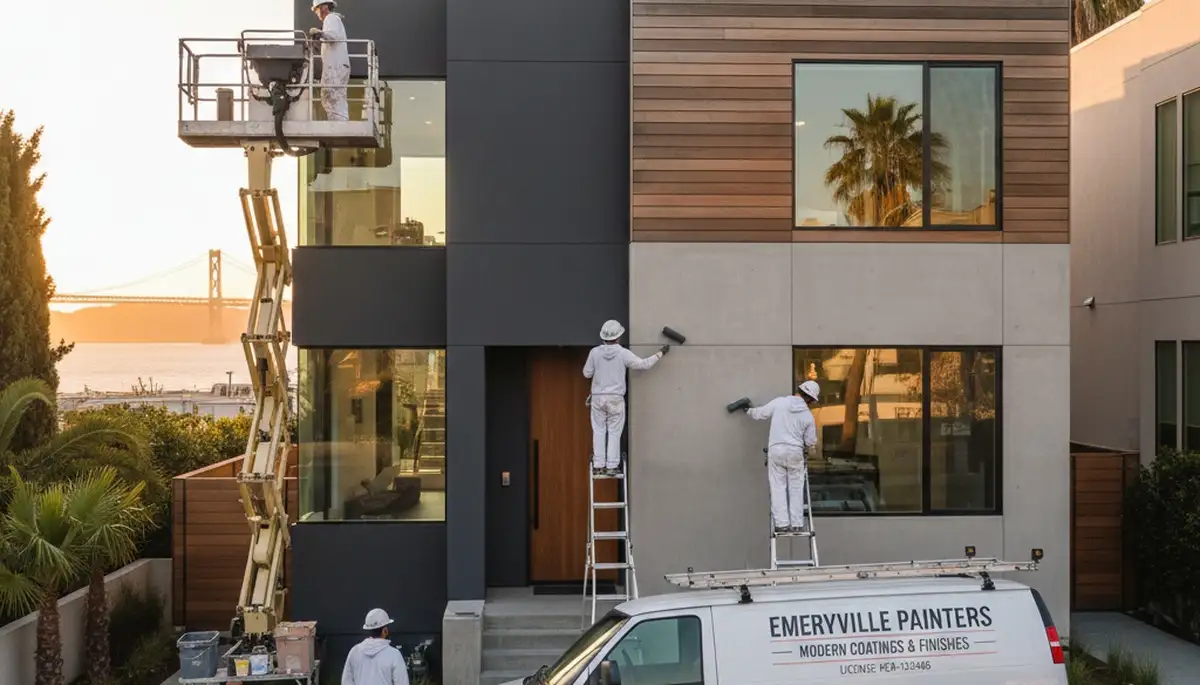 Professional house painters working on exterior home painting in San Francisco, CA