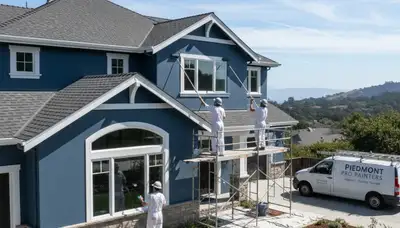 San Francisco, CA house painters prepping a home exterior for professional painting
