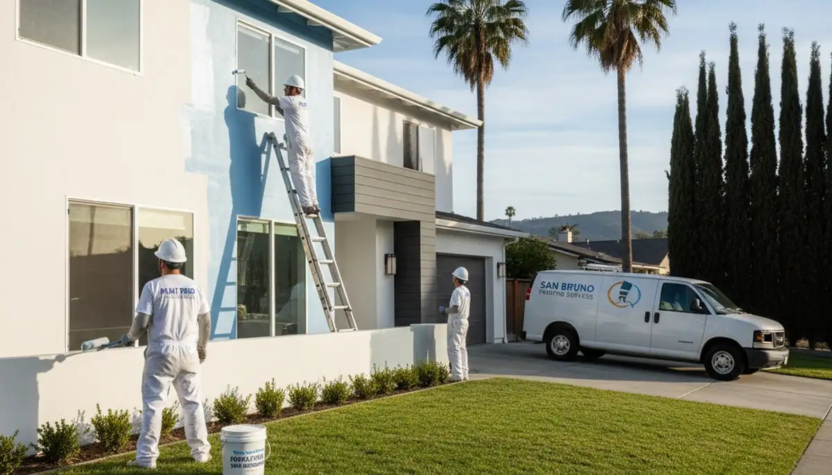 Professional house painter in San Francisco, CA preparing a home exterior for painting