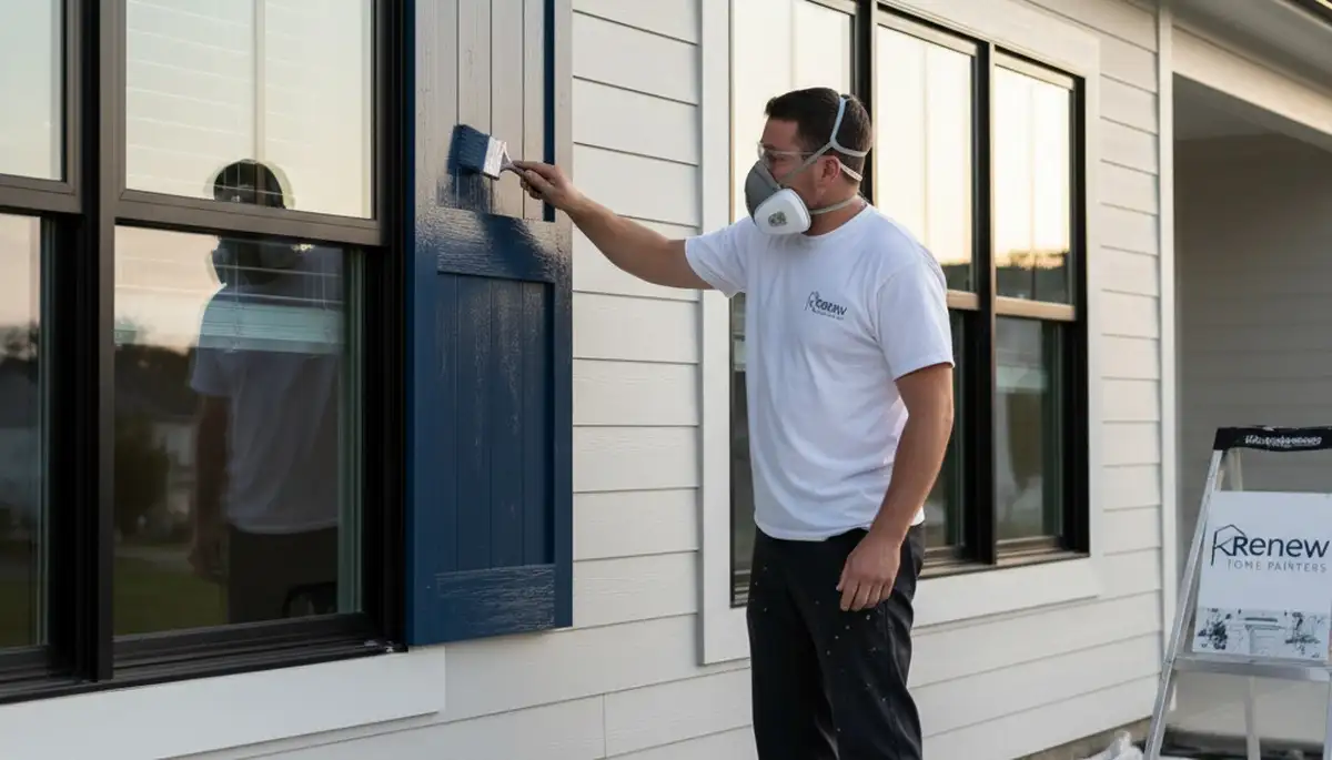 Professional shutter painting on coastal home exterior in San Francisco, CA by expert house painters
