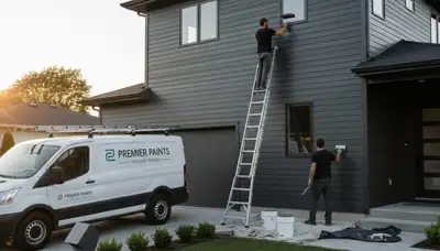 Professional siding painting on a Victorian home in San Francisco, CA by expert house painters
