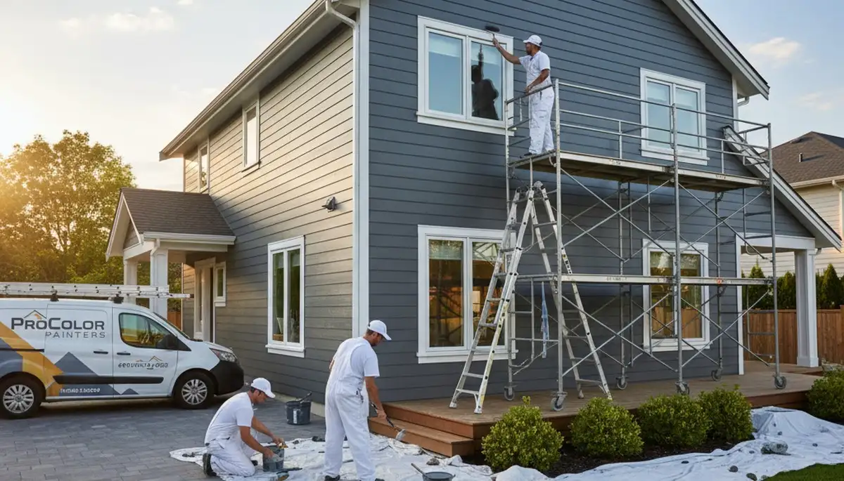 Professional siding painting on a Victorian home in San Francisco, CA by expert house painters
