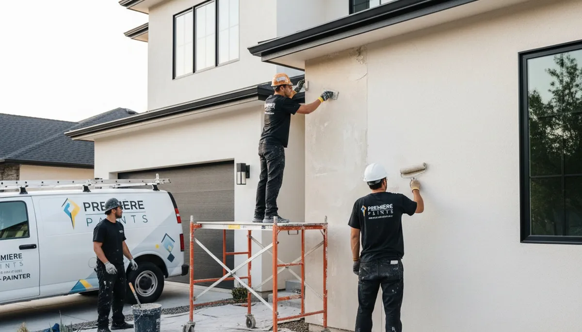 Professional stucco repair on historic San Francisco CA home exterior by expert house painters