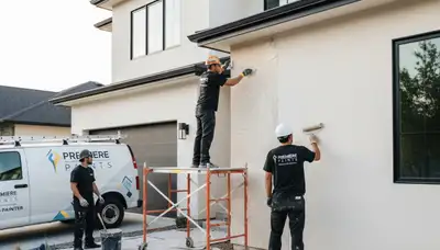 Professional stucco repair on historic San Francisco CA home exterior by expert house painters