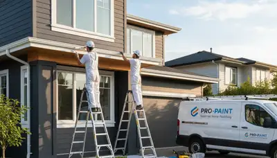 Professional trim and fascia painting on coastal home in San Francisco, CA by expert house painters