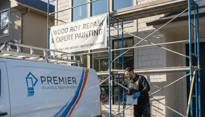 Contractor repairing wood rot on San Francisco home exterior, expert wood restoration service CA